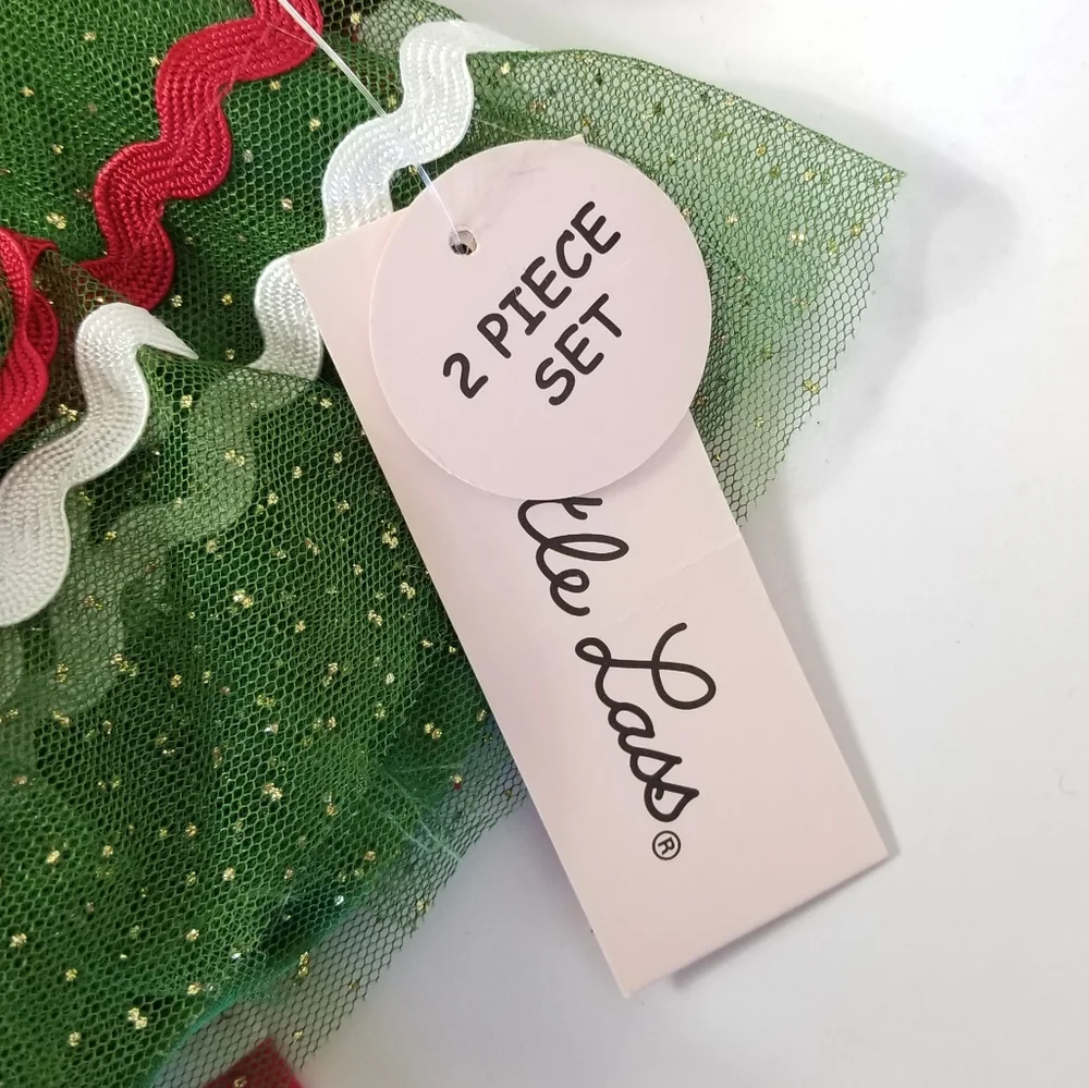 LITTLE LASS Christmas Unicorn 2 Piece Set Girls 18M Tulle Embroidered Holidays - Picture 7 of 8